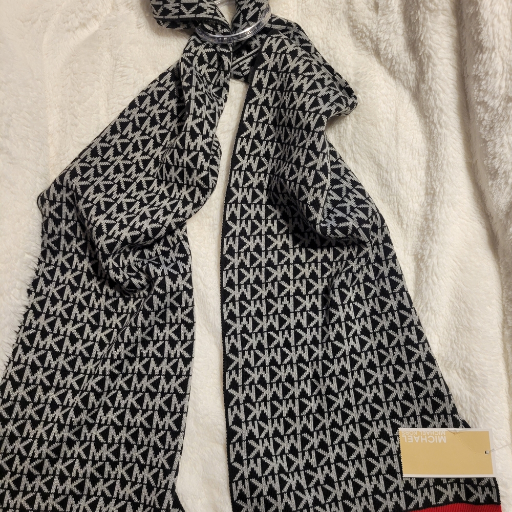 Michael Kors Monogram Black and White Scarf